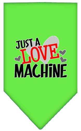 Love Machine Screen Print Bandana Lime Green Large